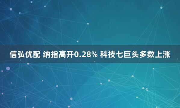 信弘优配 纳指高开0.28% 科技七巨头多数上涨