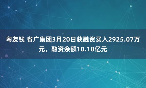粤友钱 省广集团3月20日获融资买入2925.07万元，融资余额10.18亿元
